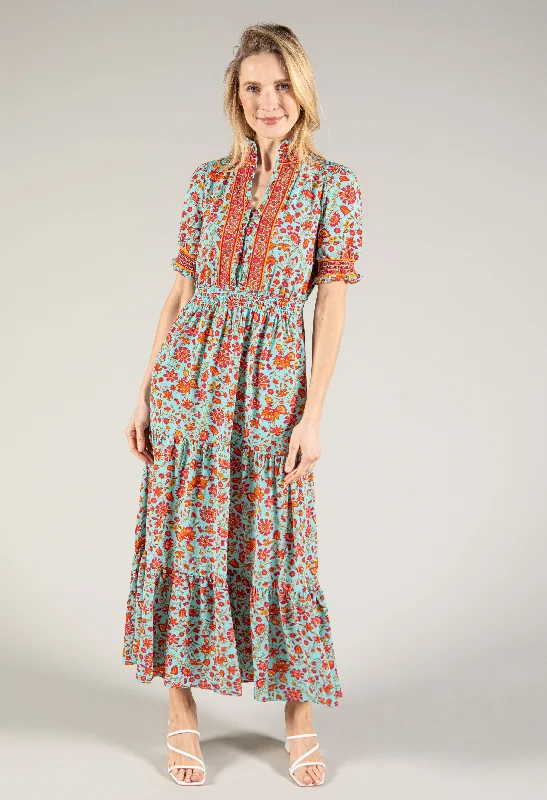  Women's Evening ClothesRuffle Neckline Floral Maxi Dress