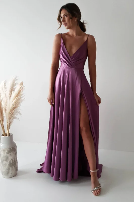  Trendy ThreadsVelia Satin Maxi Gown | Violet