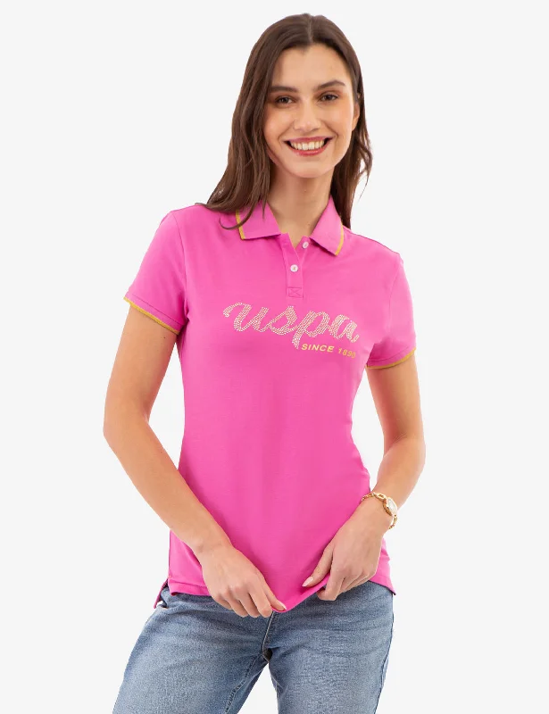  Women's High-Fashion AttireLUREX SCRIPT TIPPED POLO SHIRT