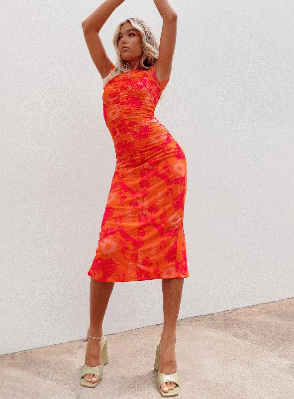  Urban Elegance DealsStella Midi Dress Orange Multi