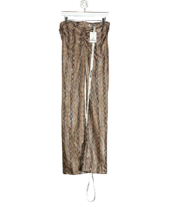  Catch Every Fashion TrendMistress Rocks Brown Vegan Leather Snakeskin V-front Trousers UK M