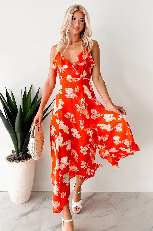  Casual Garments For WomenCocktails In Costa Rica Floral Maxi Dress (Orange/Yellow)