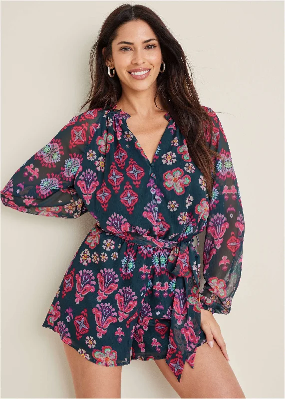  Luxury Women's ClothesCrinkle Chiffon Romper - Modern Folk Floral