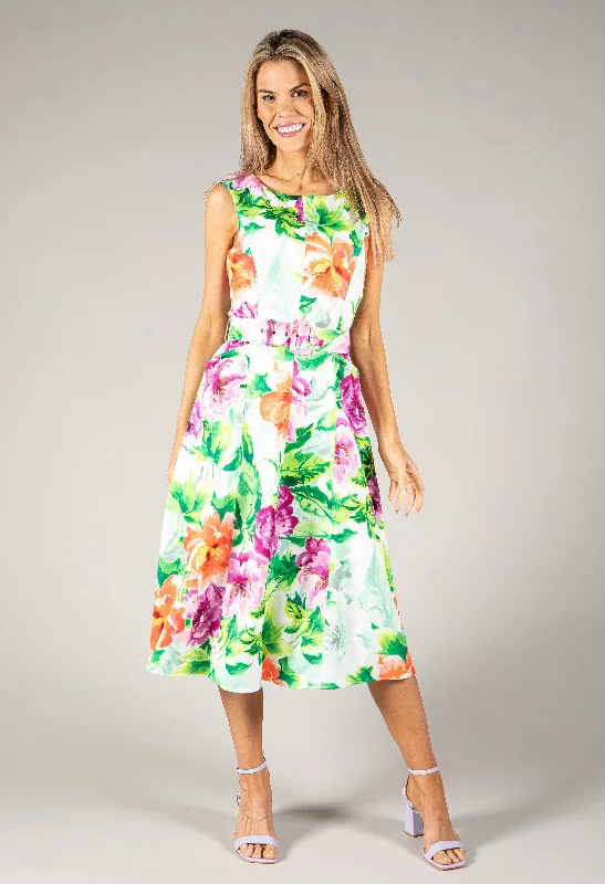  Flash Sale, Don'T MissFloral Belted A-Line Midi Dress