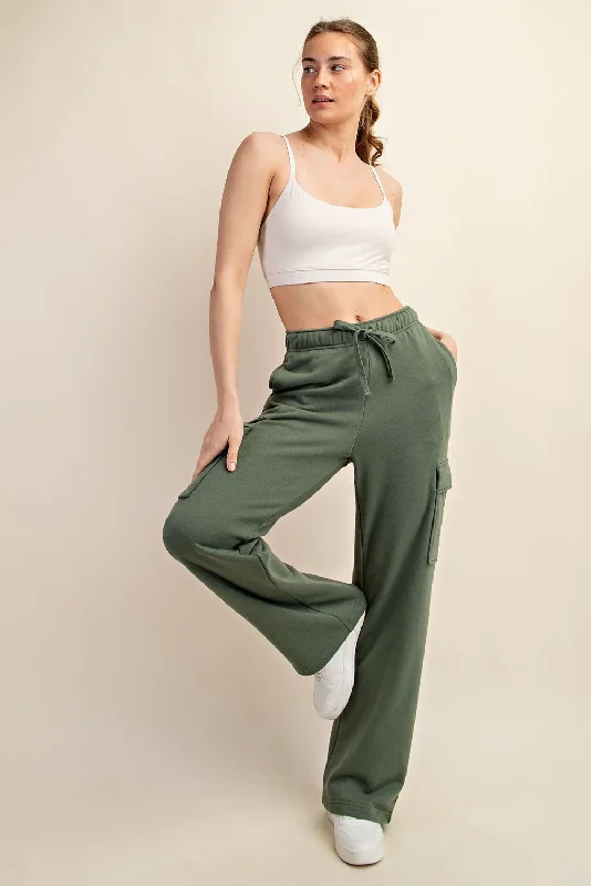  The Good StuffOlive Cargo Pocket Straight Leg Sweatpants