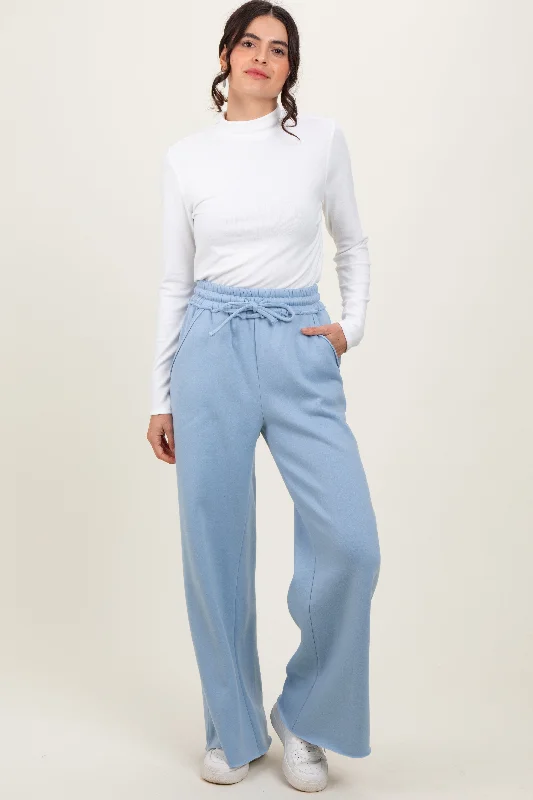  Unleash Your FashionLight Blue Exposed Seam Wide Leg Sweatpants