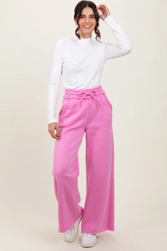  Embrace New FashionPink Exposed Seam Wide Leg Sweatpants