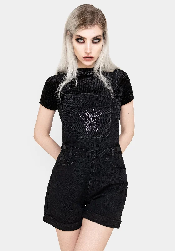  Women's High-Fashion ClothesPapillion Embroidered Denim Dungaree Shorts