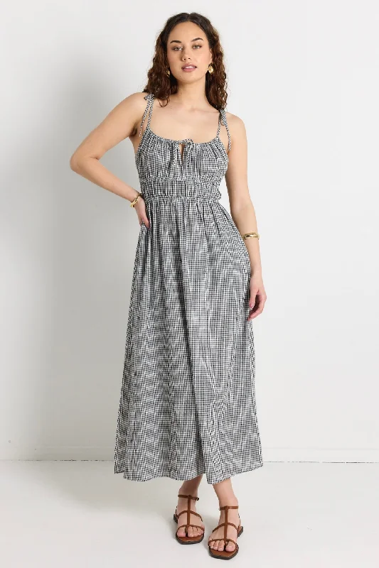  Elegant Women's AttireMatrix Gingham Strappy Midi Dress