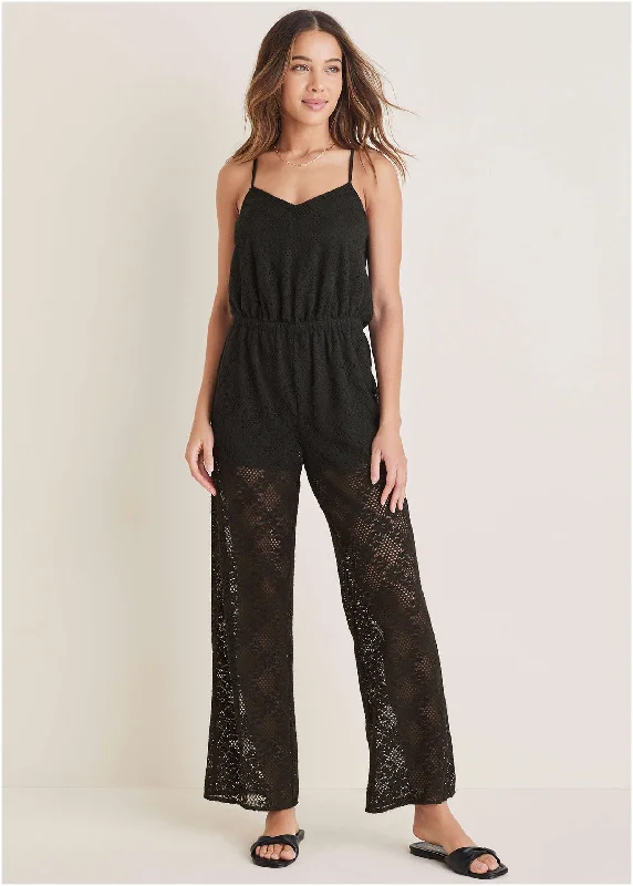  Women's Evening ClothingLace Jumpsuit - Black