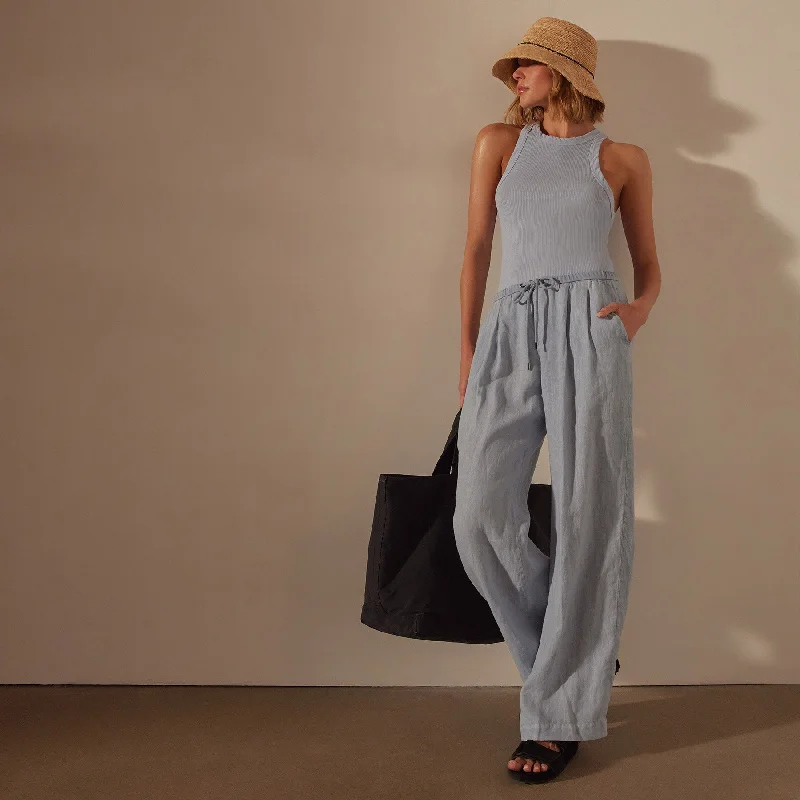  Sustainable Fashion Clothing For WomenWide Leg Relaxed Linen Pant - Open Sky Pigment