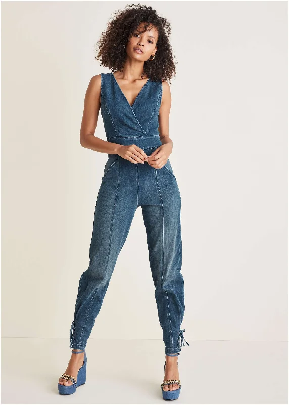  Women's ClothesDenim Utility Jumpsuit - Medium Wash