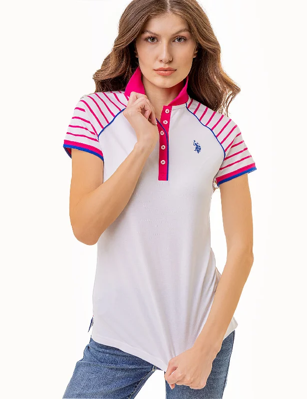  Women's Chic ApparelRAGLAN STRIPE POLO SHIRT