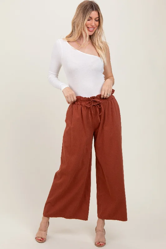  Women's Travel GarmentsRust Flowy Cropped Pant