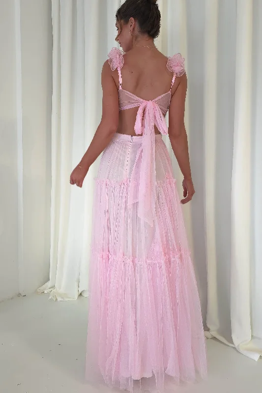  Women's High-Fashion AttireGaliena Ruffle Tulle Maxi Dress | Pink