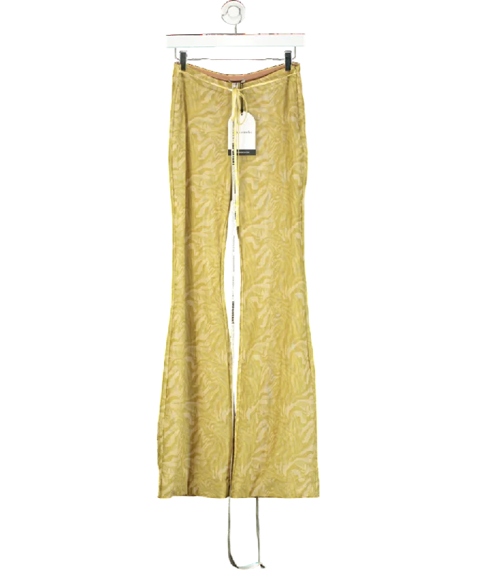  Break Fashion NormsMistress Rocks Yellow Olive Print Trouser UK S