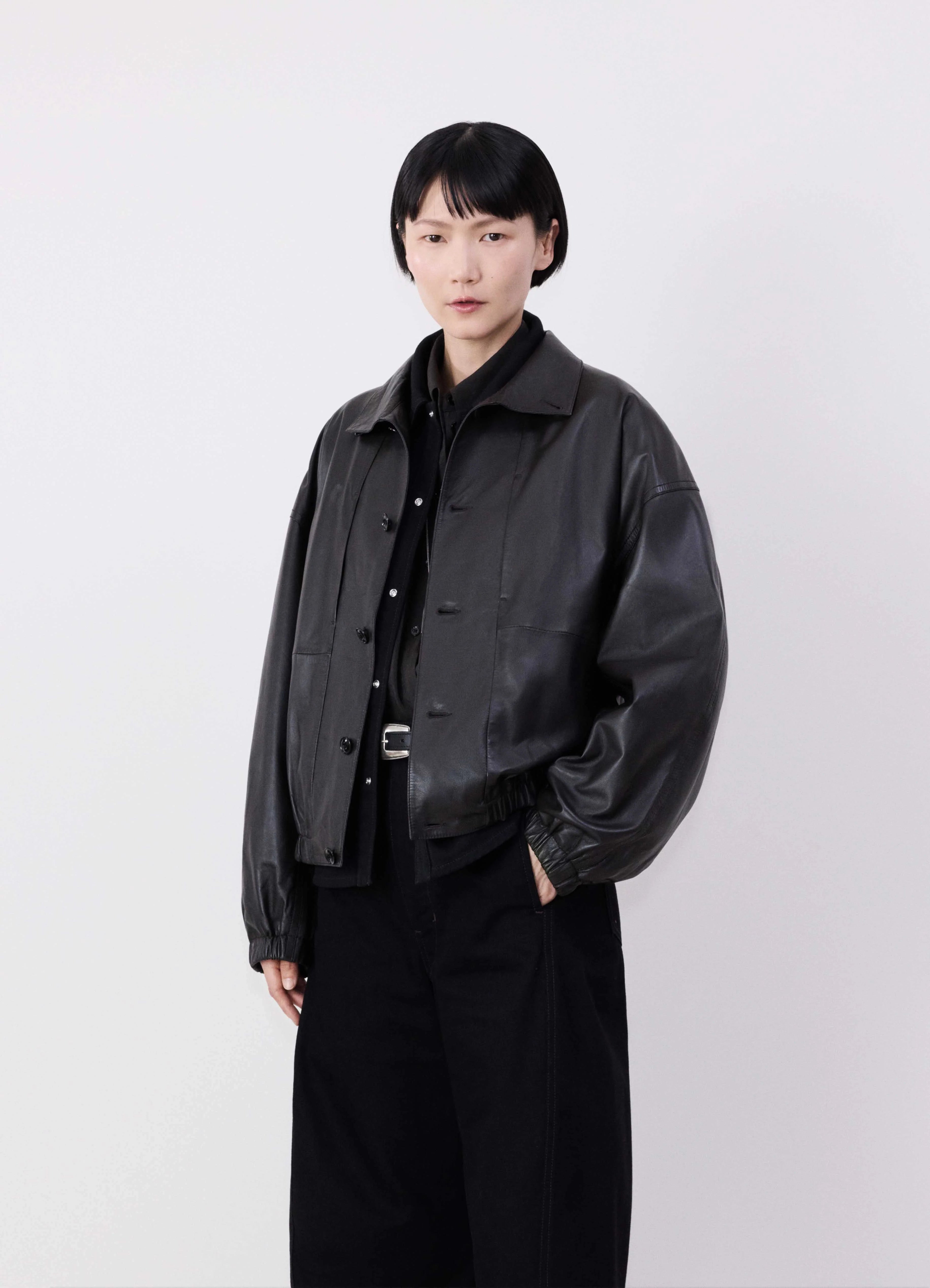  Fresh Fashion DiscountsSTAND COLLAR LEATHER BLOUSON