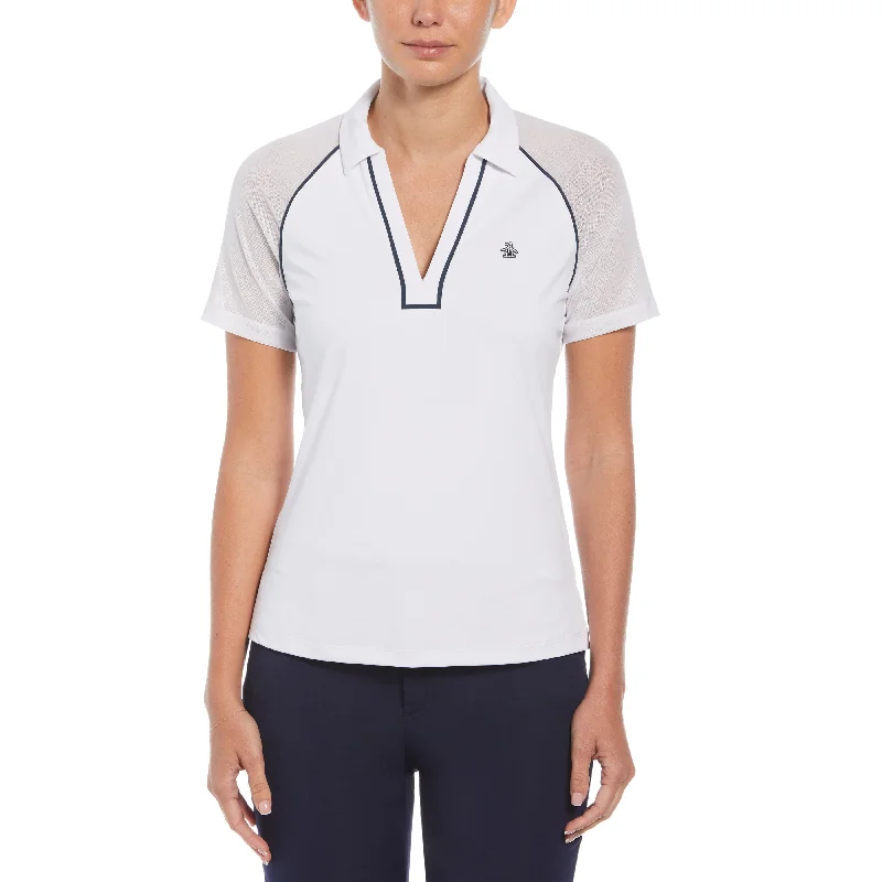  Stylish Clothes For WomenV-Neck Short Sleeve Golf Polo Shirt with Contrast Piping