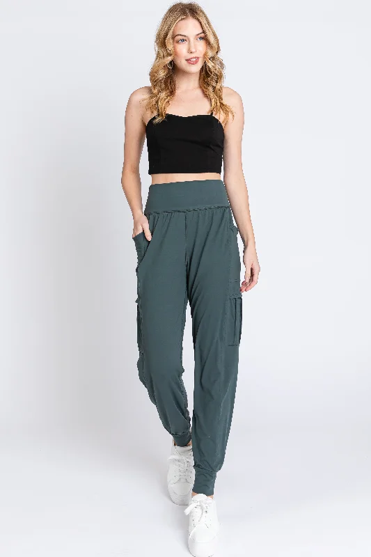  Women's Transitional GarmentsForest Green Cargo Pocket Jogger Pants