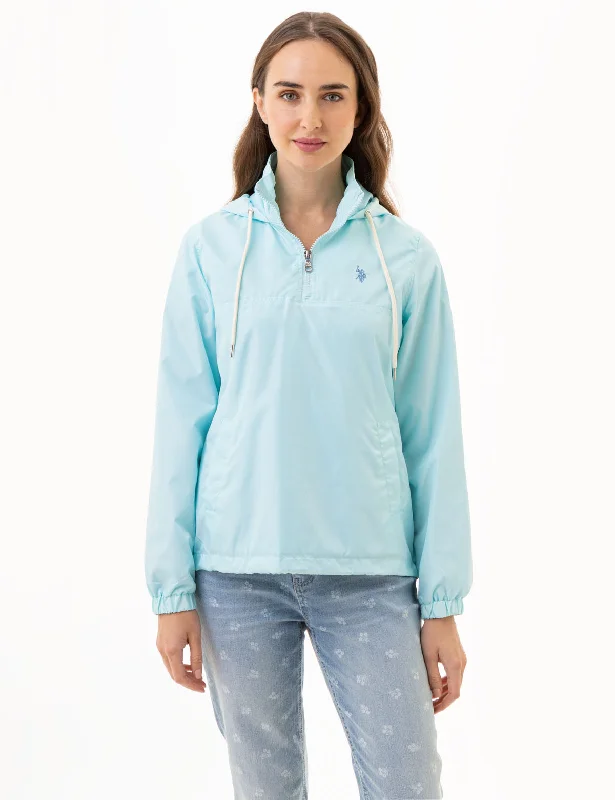  Comfortable Garments For WomenHOODED QUARTER ZIP WINDBREAKER