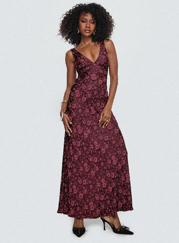  Women's Work Outfit For The OfficeNell Jacquard Maxi Dress Burgundy