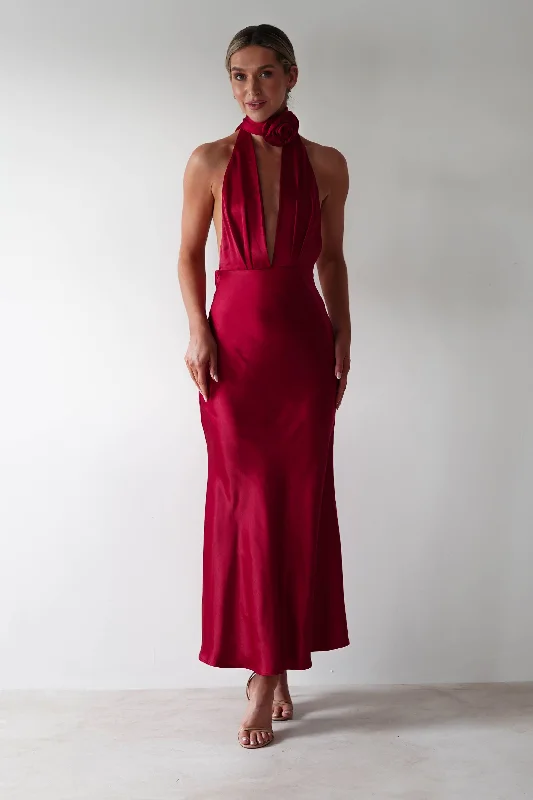  Special OffersKaylah Soft Satin Maxi Dress | Cherry Red