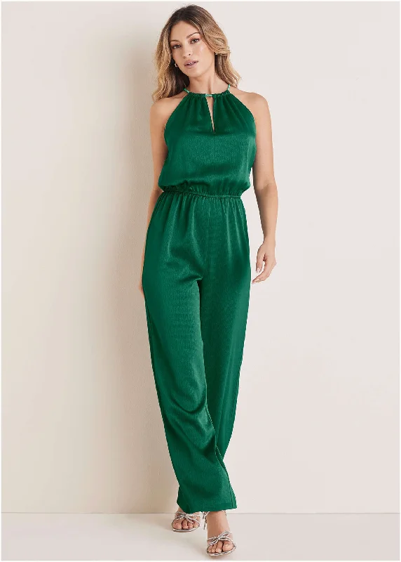  Vintage-Inspired Women's ClothesHammered Satin Jumpsuit - Aventurine