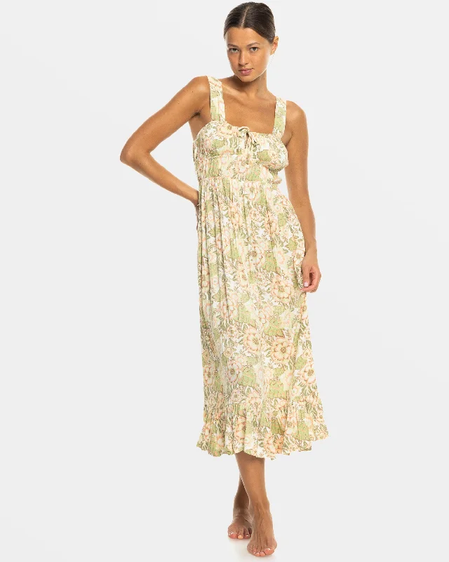  Fashion FrontiersParadise Winds Midi Dress - Oil Green Wild Flower