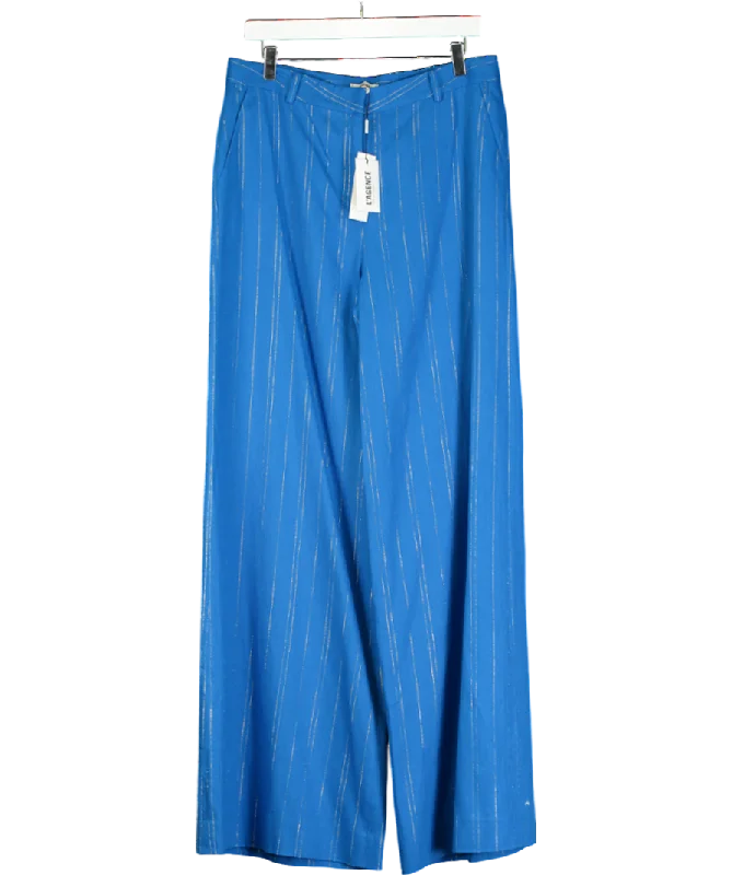  Hot ItemsL'agence Blue Pilar Linen-blend  Metallic Pinstripe Pants UK 10