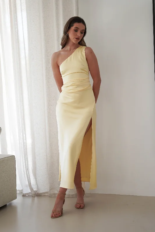  Comfortable Women's ClothesMeera Soft Matte Satin Midaxi Dress | Yellow