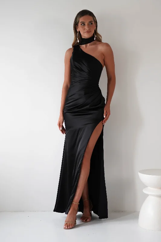  Hot ItemsAletta Soft Satin Maxi Gown | Black