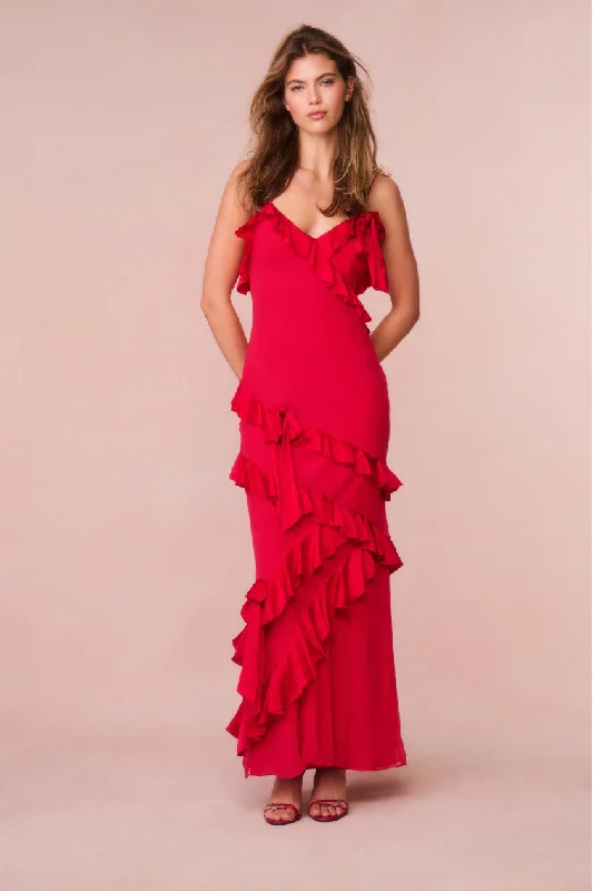  Women's Holiday ClothingRialto Silk Ruffle Maxi Dress