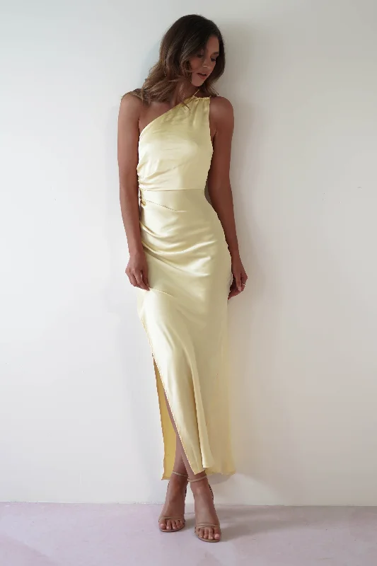  Women's Office AttireThessy Soft Satin Maxi Dress | Yellow