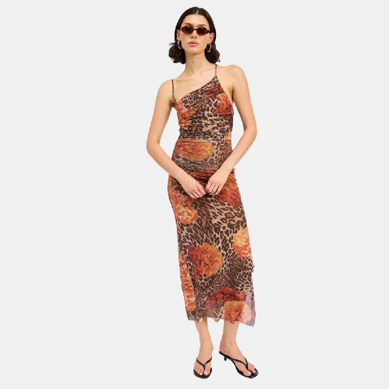  Snag Fabulous Fashion BargainsMesh Printed One Should Maxi Dress (Leopard Orange Floral)