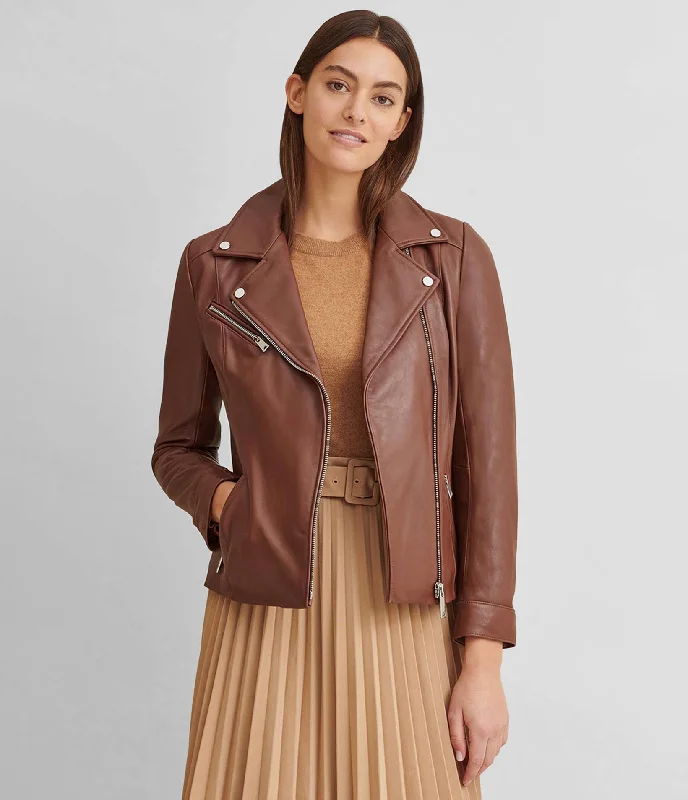  The Latest TrendsLeather Jacket With Metallic Details