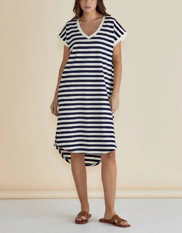  Elevated Casual DiscountsJolene T-Shirt Dress - Navy/Cream Stripe