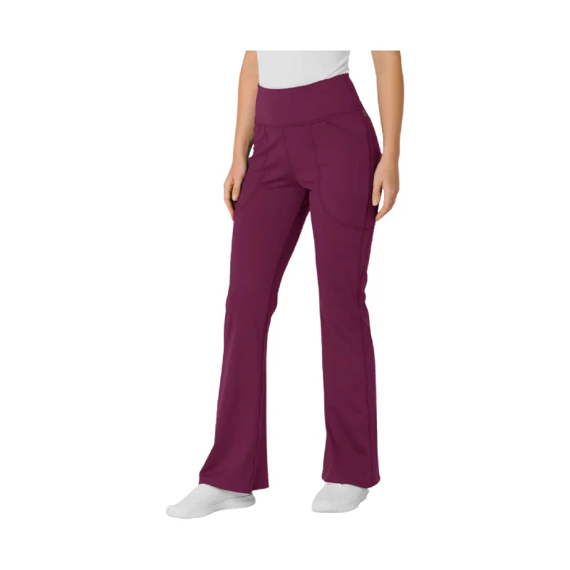  Popular CollectionWonderWink Women's Knit Flare Yoga Scrub Pant - Wine