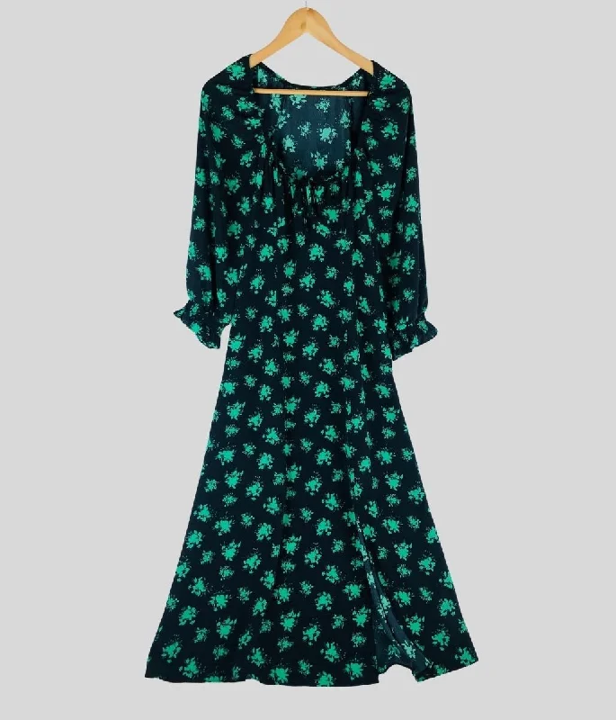  Unbeatable PricesGreen Floral Sweetheart Midaxi Dress