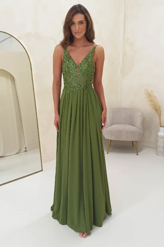  Flash Sale, Don'T MissAriel Embellished Maxi Gown | Green