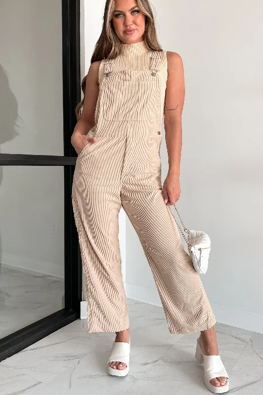  Women's ClothingI'm Finished With You Corduroy Overalls (Beige)