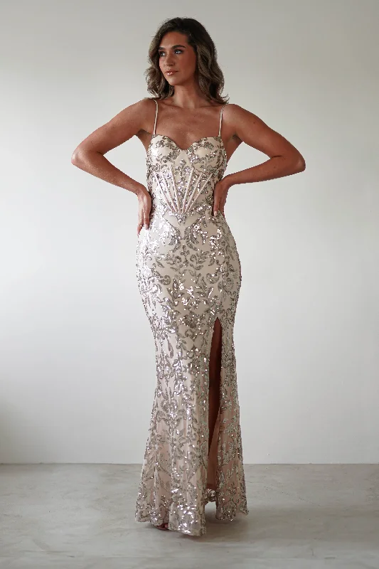  Classic Clothes For WomenIsabel Sequin Corset Gown | Champagne Gold