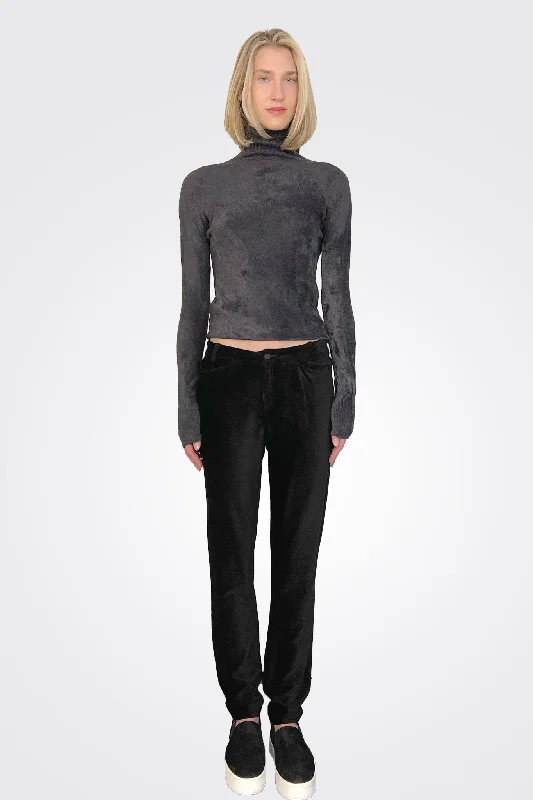  Unleash Your Trendy SideVelvet Pants - Black