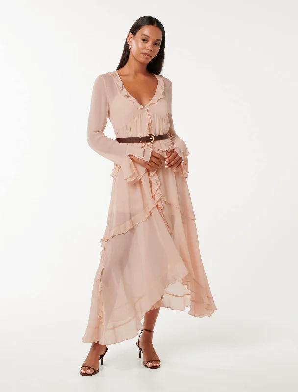  Premium Style OffersPearl Belted Frill Midi Dress