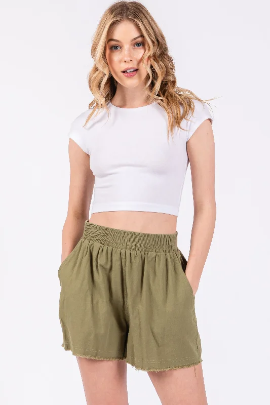  Formal Garments For WomenOlive Raw Hem Shorts