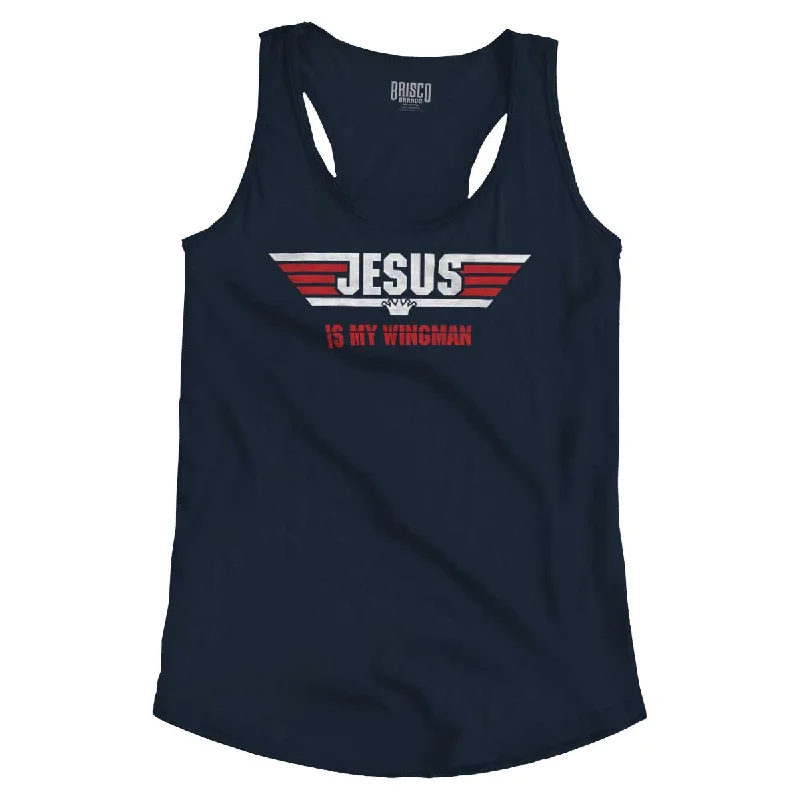  Women's Transitional ApparelJesus Is My Wingman Racerback