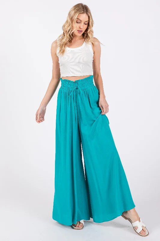  Bid Farewell To The Old SeasonJade Wide Leg Smocked Lightweight Pants