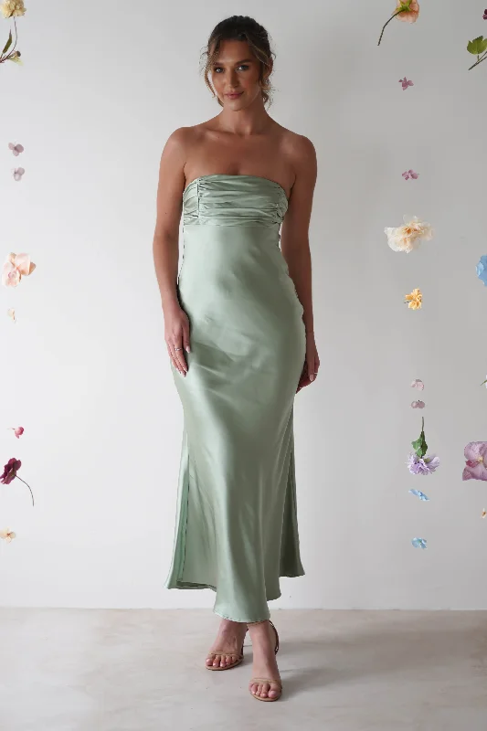  Budget SaverRochelle Soft Satin Maxi Dress | Sage Green