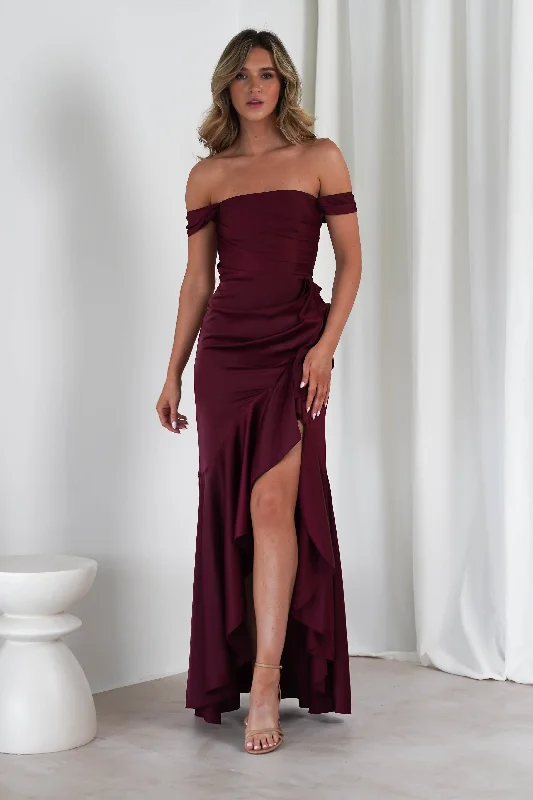  Women's Casual Apparel For WeekendsAmaretta Soft Satin Maxi Dress | Wine