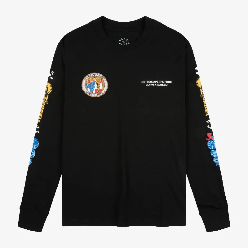  Women's Effortless Casual OutfitRetrosuperfuture | BORN X RAISED LONGSLEEVE  { BLACK