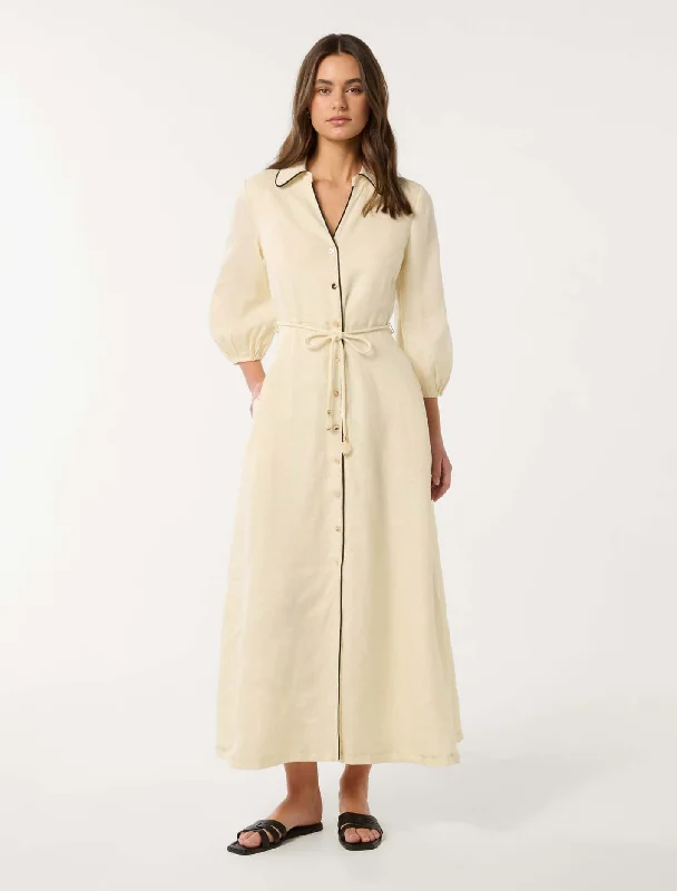  Seasonal Style DiscountsTabitha Tipped Linen Midi Dress